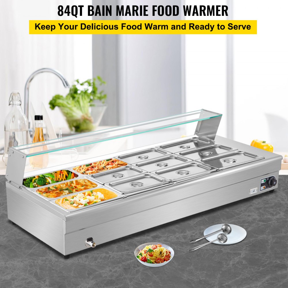 Gastronomie Behälter Edelstahl Speisenwärmer 12 Pfannen 2000w Warmhaltebehälter