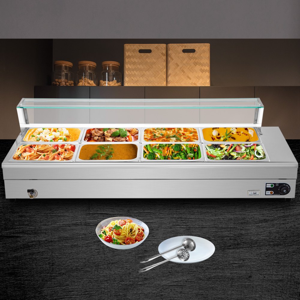 Gastronomie Behälter Edelstahl Speisenwärmer 8 Pfannen 2000w Warmhaltebehälter