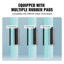 VEVOR Glasklemme, 4 Stück rechteckige Glasgeländerhalterung für 0,31"-0,47" gehärtetes Glas, Glasmontageklemme aus Edelstahl 304, 0,2" dicke Glasregalhalterung für Balkon, Garten, Pool, Treppe