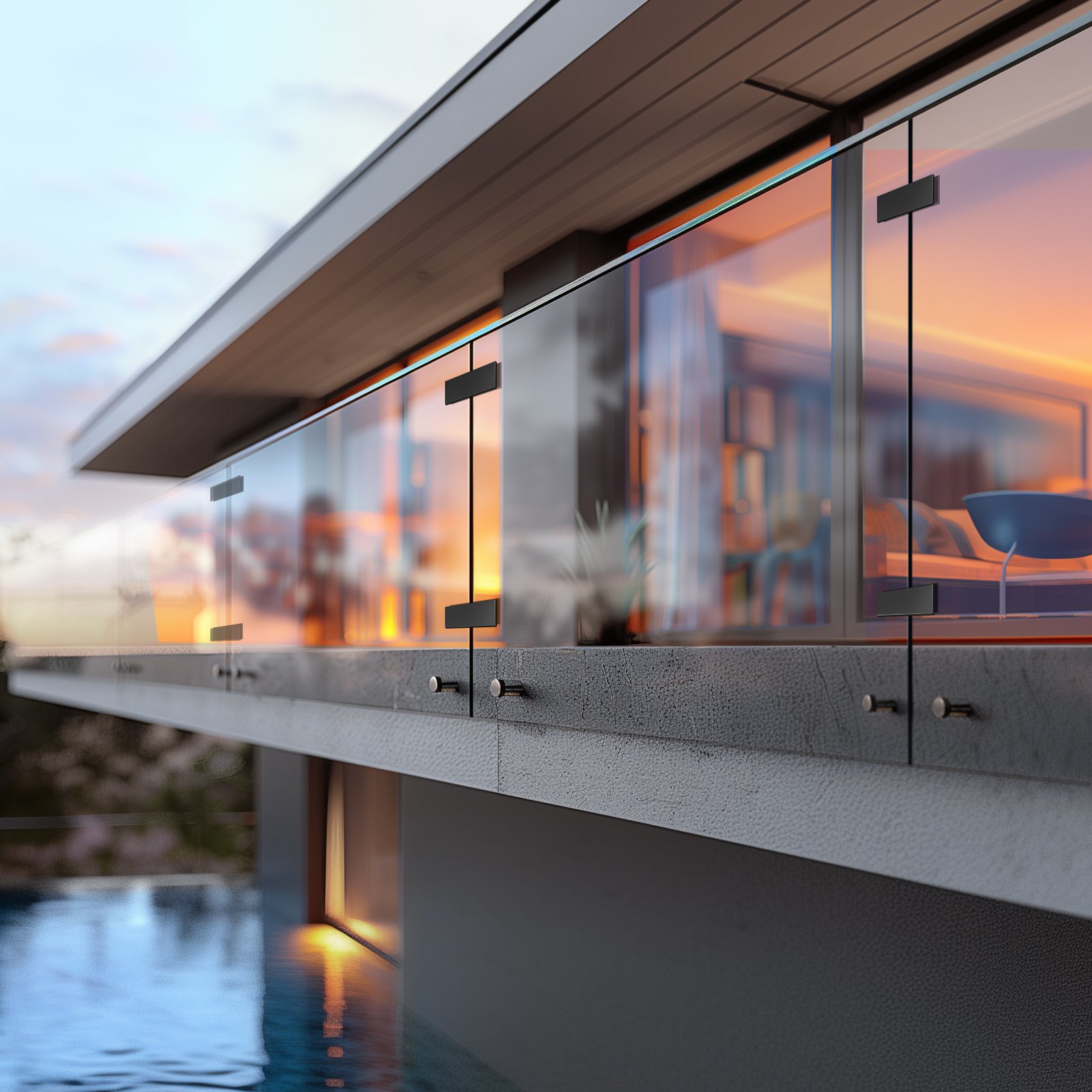 VEVOR Glasklemme, 4 Stück rechteckige Glasgeländerhalterung für 0,31"-0,47" gehärtetes Glas, Glasmontageklemme aus Edelstahl 304, 0,2" dicke Glasregalhalterung für Balkon, Garten, Pool, Treppe