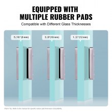 VEVOR Glasklemme, 4 Stück quadratische Glasgeländerhalterung für 0,31"-0,47" gehärtetes Glas, 304 Edelstahl Glasmontageklemme, Glasregalhalterung für Balkon, Garten, Pool, Treppe, Silber