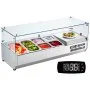 VEVOR Gekühlte Gewürzstation für die Arbeitsplatte, Zubereitungsstation mit 2 x 1/3 Pfanne & 6 x 1/6 Pfannen, Korpus aus Edelstahl 304 und Deckel aus PC, Sandwich-Zubereitungstisch Glasschützer