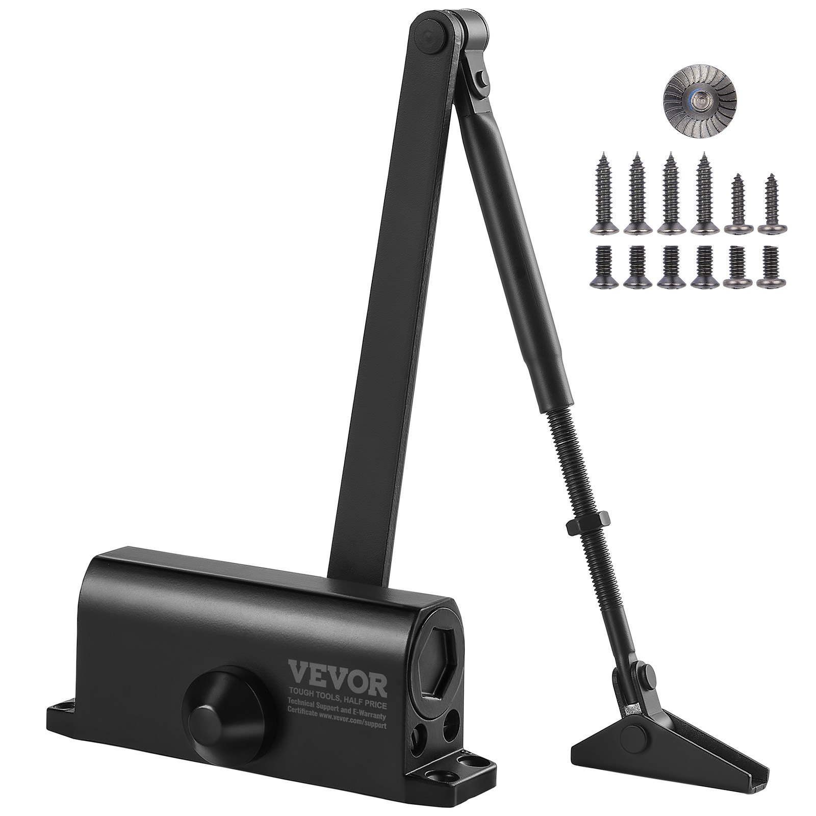 VEVOR Türschließer automatischer Torschließer für gewerbliche oder private Nutzung für Türgewichte bis 45 kg einstellbare Größe Türschließer mit hydraulischem Puffer Gehäuse aus Aluminiumguss Schwarz