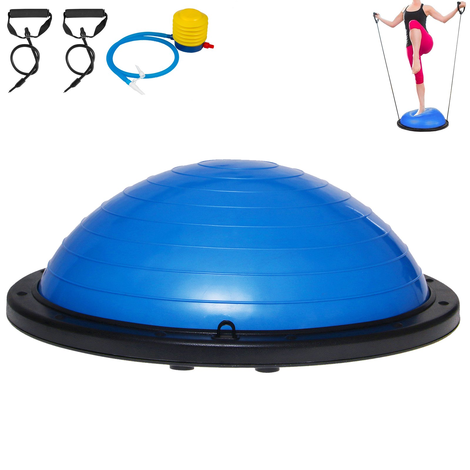 VEVOR Balance-Ball 60 cm Balance-Trainer Krafttraining Balance Halbkugel Yoga Balance-Bälle Fitnessübung mit Pumpe Blau Halbkugel Kuppelball