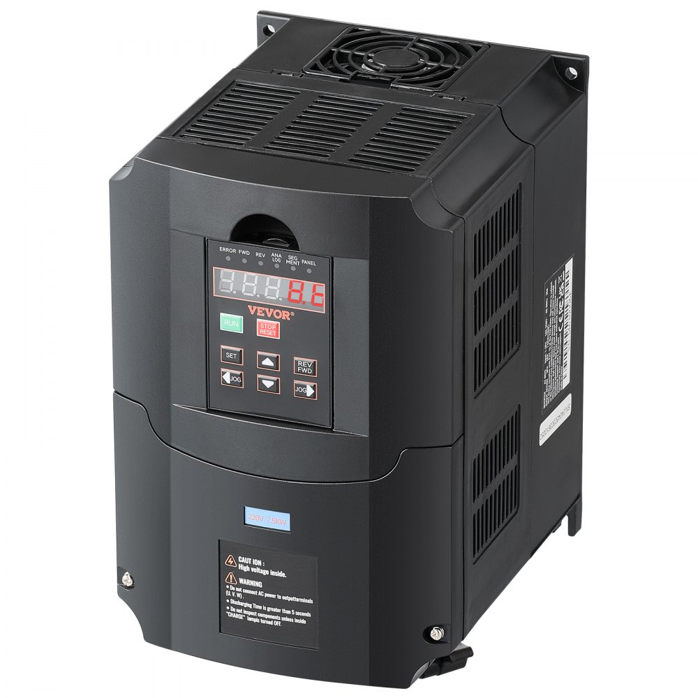VEVOR Frequenzumrichter VFD 10 PS, 7,5 kW, 35 A, 1- oder 3-phasiger 220-V-Eingang auf 3-phasigen 220-V-Ausgang, 40-60-Hz-Eingang, 0-400-Hz-Ausgang, VFD für Spindelmotor-CNC-Drehzahlregelung