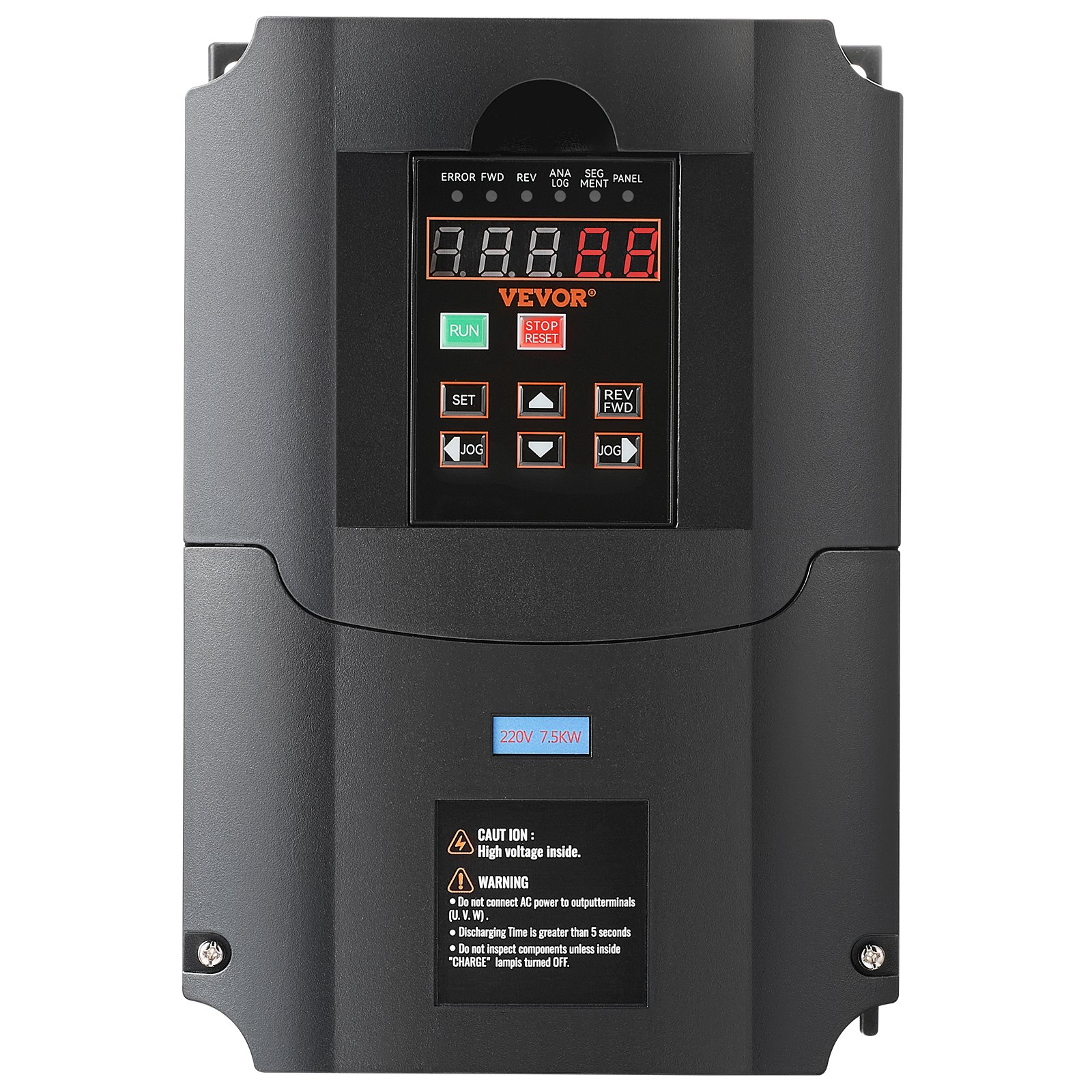 VEVOR Frequenzumrichter VFD 10 PS, 7,5 kW, 35 A, 1- oder 3-phasiger 220-V-Eingang auf 3-phasigen 220-V-Ausgang, 40-60-Hz-Eingang, 0-400-Hz-Ausgang, VFD für Spindelmotor-CNC-Drehzahlregelung