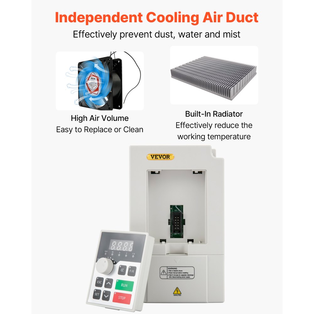 VEVOR Variabler Frequenzumrichter 220 V, 3 kW, 4PS, Variable Inverter, VFD Drehzahlregler, CNC Umrichter -5~40 °C, Vibration < 0,5 G, Ein-/Ausgangsstrom 0-14 A, Eingang 1 oder 3 Phasen, VFD Wandler
