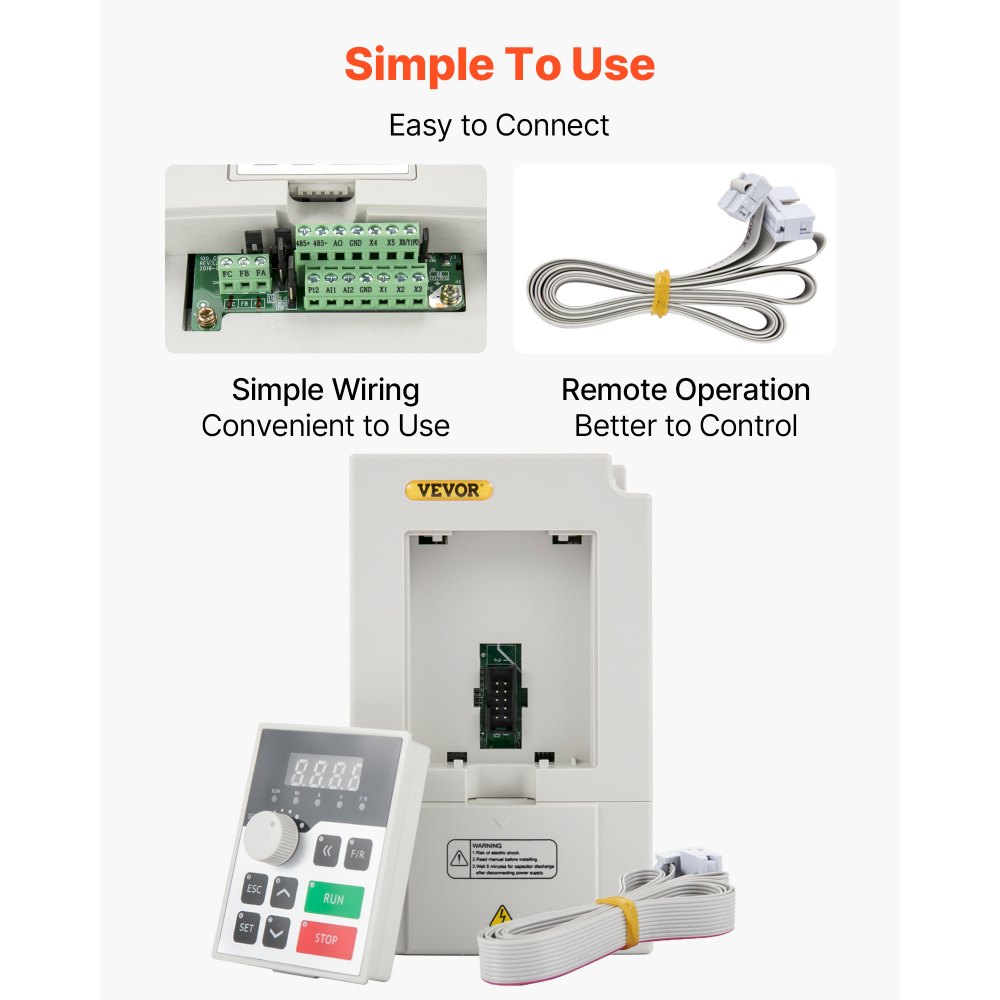 VEVOR Variabler Frequenzumrichter 220 V, 3 kW, 4PS, Variable Inverter, VFD Drehzahlregler, CNC Umrichter -5~40 °C, Vibration < 0,5 G, Ein-/Ausgangsstrom 0-14 A, Eingang 1 oder 3 Phasen, VFD Wandler