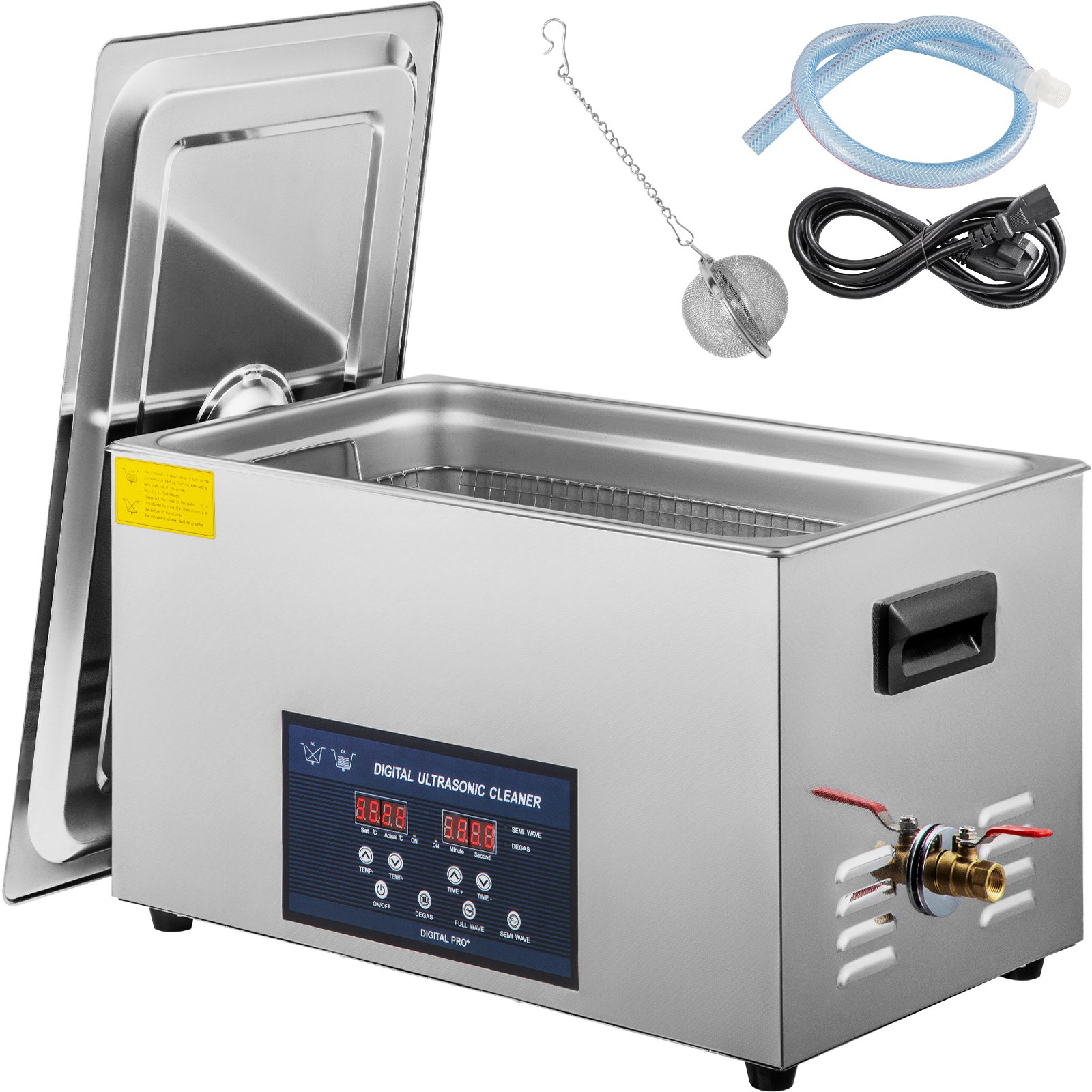 VEVOR Ultraschall Reiniger 30 L, Ultraschallreiniger Brille 230 V, Ultraschall Reiniger aus Edelstahl, Ultraschallgerät mit 2 Einstellbarer Reinigungsleistung 300 W, 600 W, für Zahnheilkunde, Geschirr