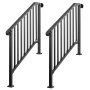 VEVOR 2x Handläufe für Außentreppen Treppengeländer für 3-4 Stufen Schwarz, Treppenhandlauf für Veranda & Terrasse, Kohlenstoffstahl, 0–45° Einstellwinkel, Bogengeländer im Retro-Stil, mit Montagesatz