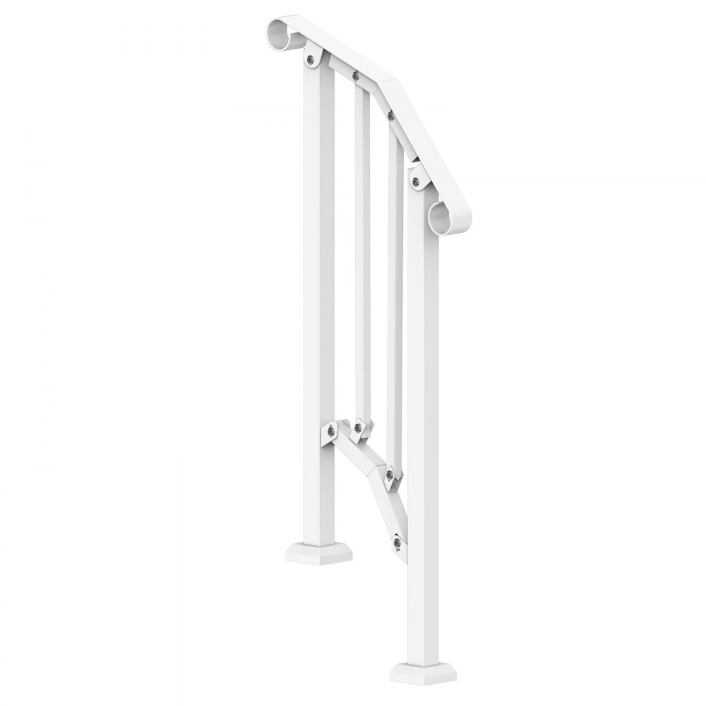 VEVOR Handläufe für Außentreppen, 1–2-stufiges Treppenhandlauf-Set, Übergangsgeländer aus Karbonstahl mit Montagesatz, Treppengeländer für Senioren, Betonstufen & Veranda & Deck, weißer Retro-Bogen