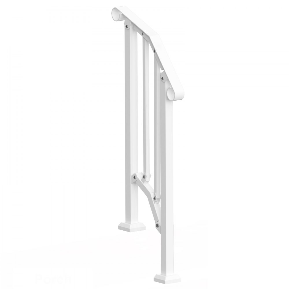 VEVOR Handläufe für Außentreppen, 1–2-stufiges Treppenhandlauf-Set, Übergangsgeländer aus Karbonstahl mit Montagesatz, Treppengeländer für Senioren, Betonstufen & Veranda & Deck, weißer Retro-Bogen