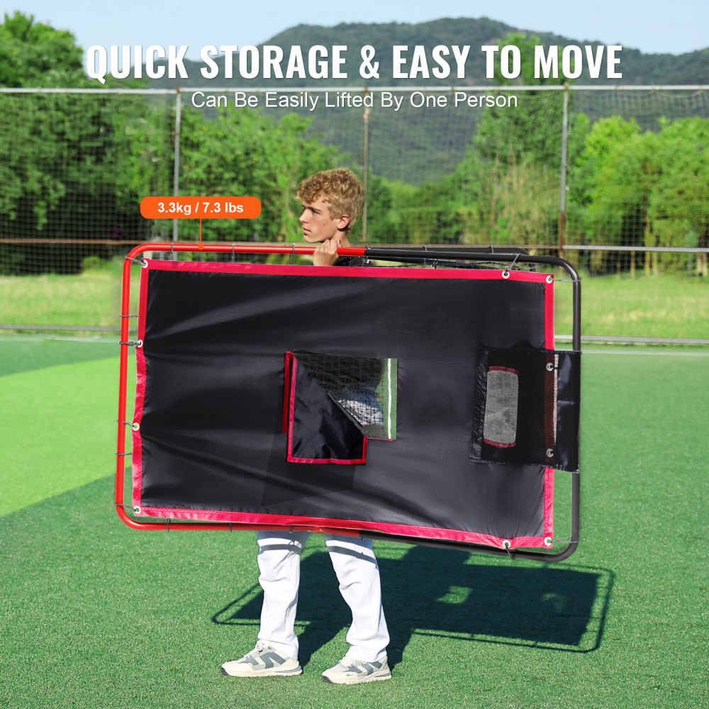 VEVOR Baseball- und Softball-Rebounder-Netz, 3,5 x 4,5 Fuß 2-in-1 Switch Hitter Pitch Trainer, PitchBack Baseball Pitching Return Trainer Nest, Bounce Back Net für Feld-/Wurfübungen
