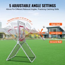 VEVOR Baseball- und Softball-Rebounder-Netz, 3,5 x 6 Fuß PitchBack Baseball Pitching Nest, Softball Pitchback-Netz, Fielding-Trainer, Bounce-Back-Netz für Fielding-/Wurfübungen, 5 einstellbare Winkel