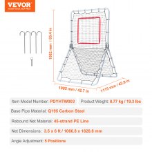 VEVOR Baseball- und Softball-Rebounder-Netz, 3,5 x 6 Fuß PitchBack Baseball Pitching Nest, Softball Pitchback-Netz, Fielding-Trainer, Bounce-Back-Netz für Fielding-/Wurfübungen, 5 einstellbare Winkel