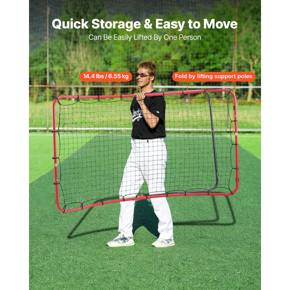 VEVOR Baseball Softball Rebounder Wurfnetz 1080x1025x1740 mm Rückprallnetz, für Baseball- und Softballtraining, mit 5 Winkeln, Q195-Stahlrahmen, Gebogenem PE-Netz, 4 Bodenankern und Faltbarem Design