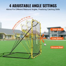 VEVOR Baseball- und Softball-Rebounder-Netz, 4 x 4,5 Fuß PitchBack-Baseballnest für Pitching- und Fielding-Training, Pitch Return Trainer Rebound-Netz mit Pitching-Ziel, 4 einstellbare Winkel