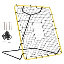 VEVOR Baseball- und Softball-Rebounder-Netz, 4 x 4,5 Fuß PitchBack-Baseballnest für Pitching- und Fielding-Training, Pitch Return Trainer Rebound-Netz mit Pitching-Ziel, 4 einstellbare Winkel