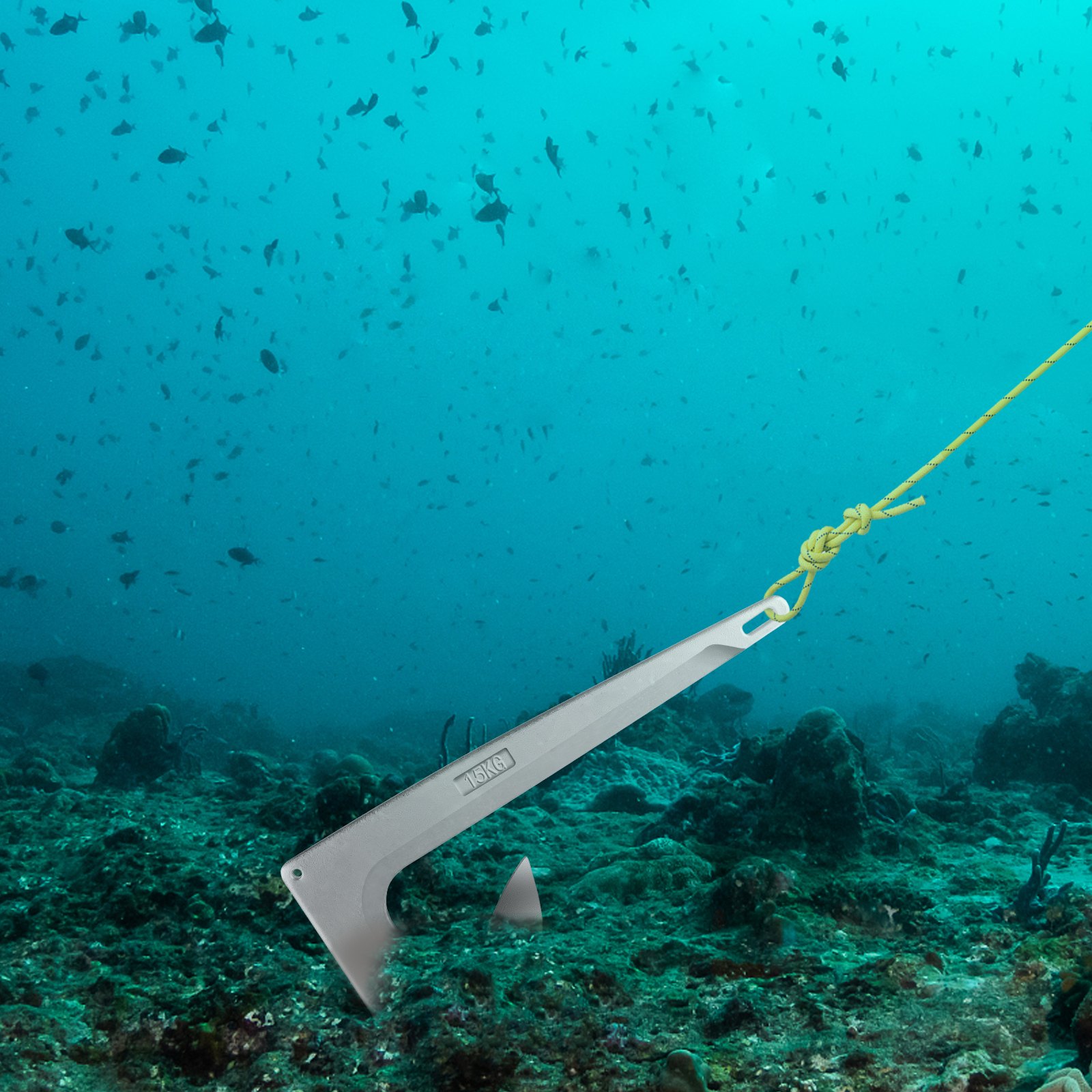 VEVOR Kleiner Anker 15 kg, Anker Stahl verzinkt, Bootsanker Boot Vintage, Pfluganker, Kleiner Bootsanker für eine Vielzahl von Meeresbodenzusammensetzungen wie Schlamm, Sand, Felsen, Korallen usw.