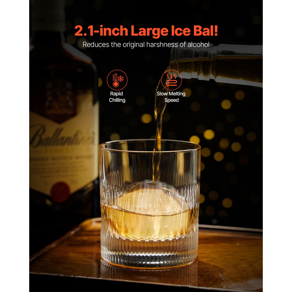 VEVOR Eispresse Eiskugelformer Set 53 mm Eiskugel aus Luftfahrt-Aluminium mit Zange & Abtropfschale, Eisblockform Eisballmaker für Whisky Cocktail Bourbon Scotch auf Partys & im Urlaub