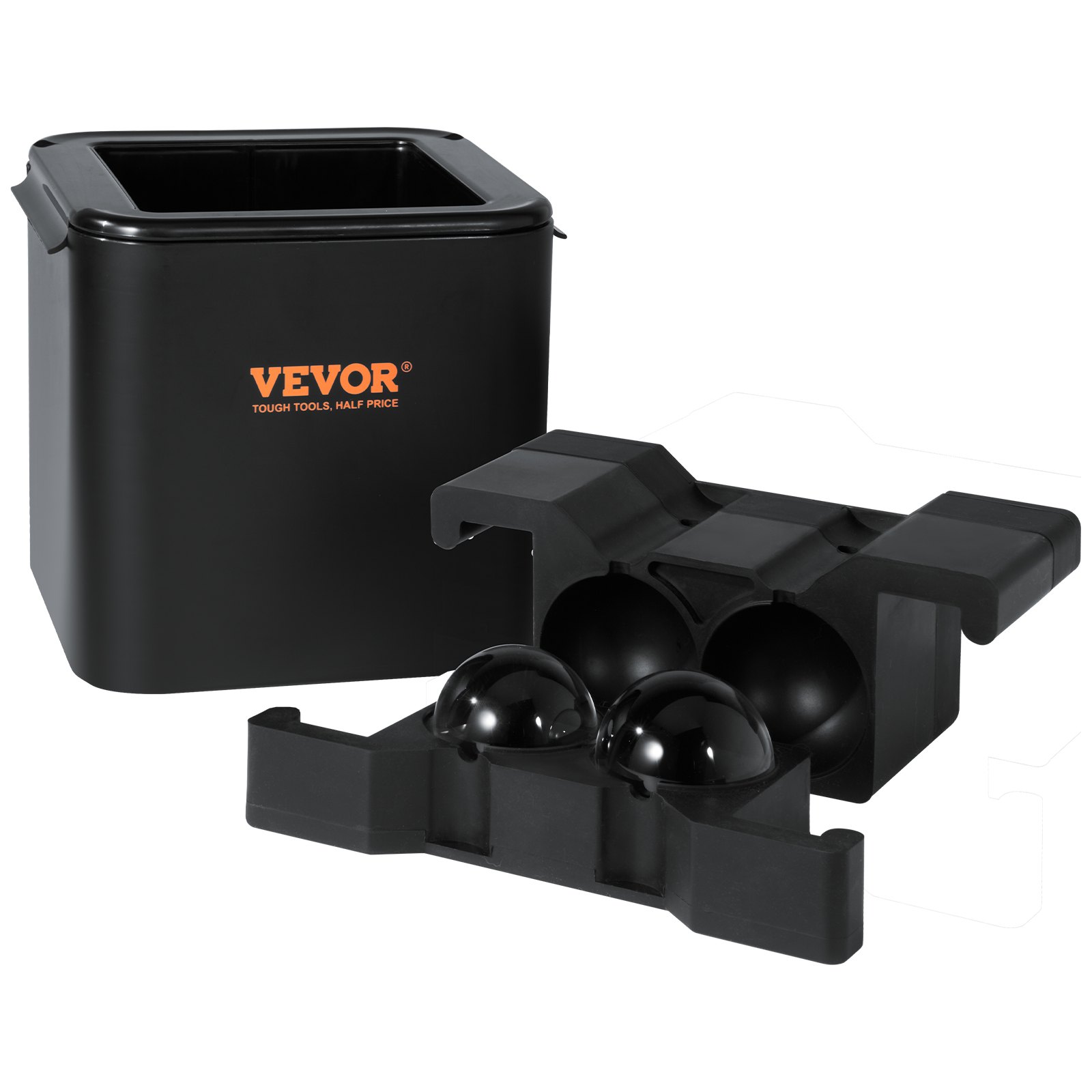 VEVOR 4-teiliger Eiswürfelbereiter Eiswürfelformen 6 cm Eiskugel Eiswürfelform Eiskugelforner mit Aufbewahrungstasche, Strapazierfähige Eiswürfelformen Eiswürfelbehälter Schwarz Whisky, Americano