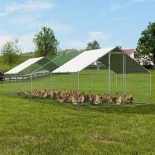 VEVOR Hühnerstall, 3,9 x 7,8 x 2,0 m, begehbarer Hühnerauslauf für den Hof mit Abdeckung, Hühnerhaus mit Turmdach und Sicherheitsschloss für Hinterhof, Bauernhof, Enten-, Kaninchen- und Geflügelkäfig