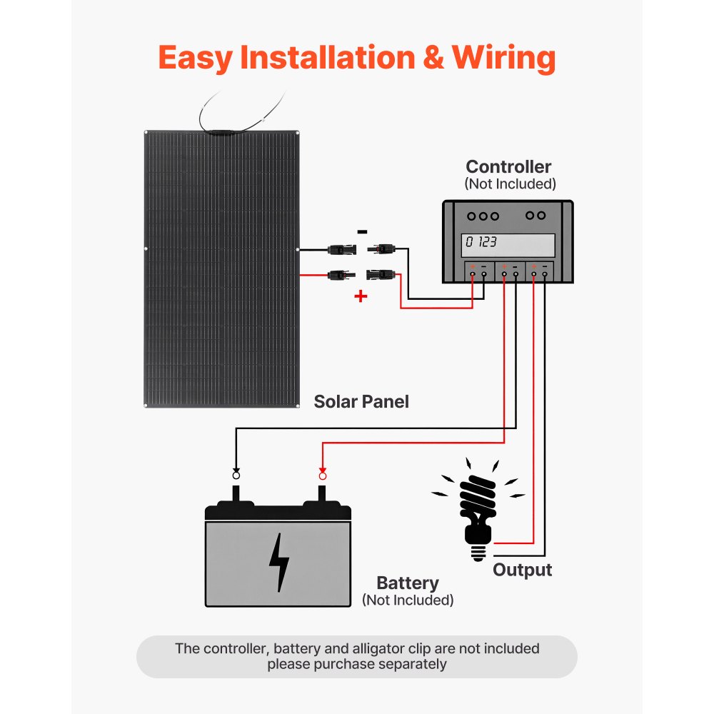 VEVOR Solarmodul Halb Flexibel 200 W, Monokristallines Solarpanel, Netzunabhängiges Mono-Ladegerät mit MC4-Ausgang, IP67 Wasserdicht für Boote, Wohnmobile, Autos, Kabinen & Gebogene Oberflächen
