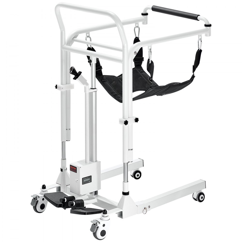 VEVOR Elektrischer Patientenlift-Transferstuhl, schnell zusammenklappbarer Patientenlift-Rollstuhl mit einstellbarer Höhe, Nachtstuhl mit Rädern und 2 Sitzkissen für ältere Menschen mit Behinderung, 100 kg Tragkraft