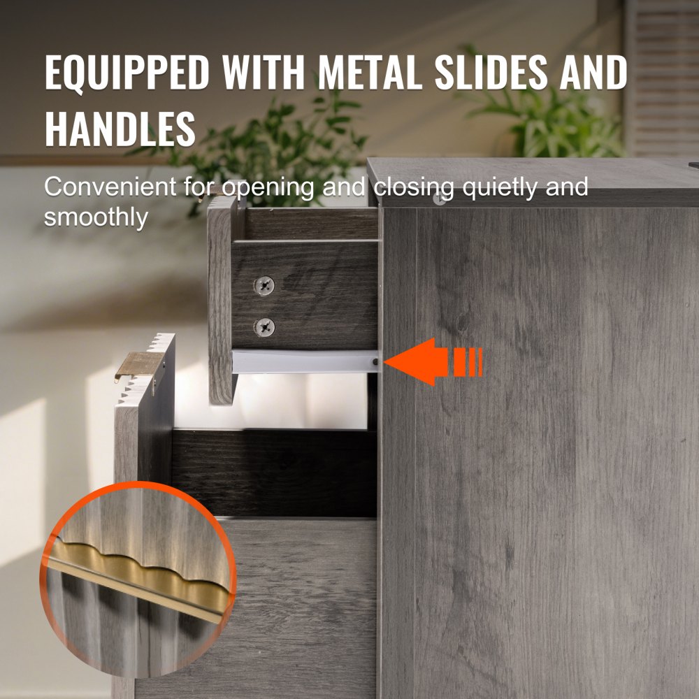 VEVOR Beistelltisch Quadratisch Nachttisch 2-tlg. Nachtschrank mit USB-Anschlüssen & Steckdosen, 3-stufiger Beistelltisch mit Aufbewahrungsschrank und 2 Schubladen, für Wohnzimmer Schlafzimmer Büro