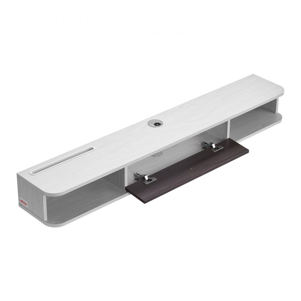 VEVOR TV Schrank hängend Wandhalterung, Fernsehschrank mit Kabelloch, schwebendes TV-Regal mit Stauraum für DVD-Player Kabelbox Spielekonsole, Hängeschrank 52 kg belastbar Weiß 140 cm Länge