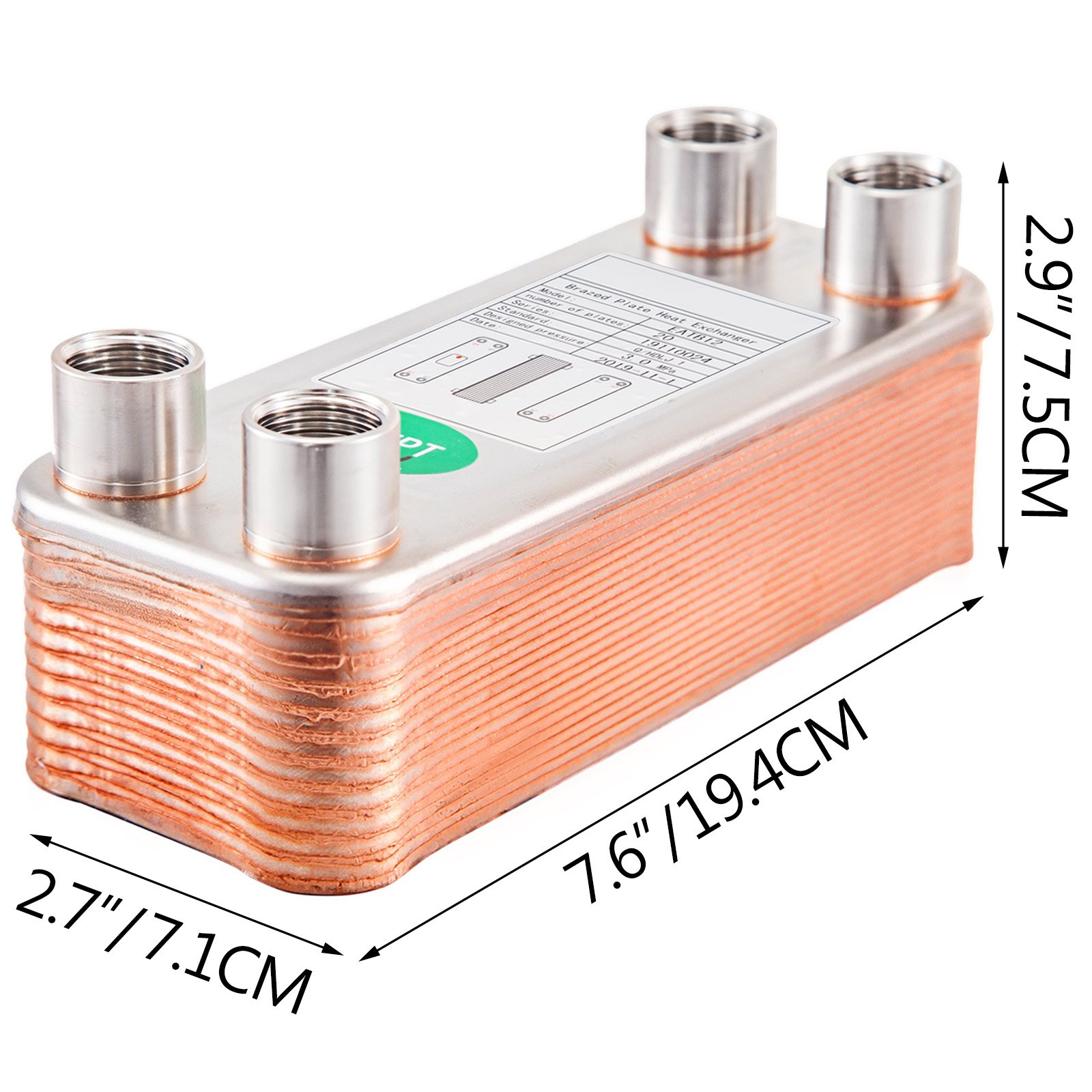 316 Edelstahl Wärmetauscher 20 Platten Plattenwärmetauscher Wärmeüberträger