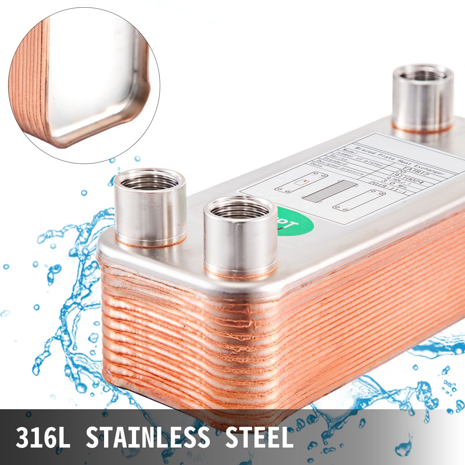 316 Edelstahl Wärmetauscher 30 Platten Plattenwärmetauscher Wärmeüberträger