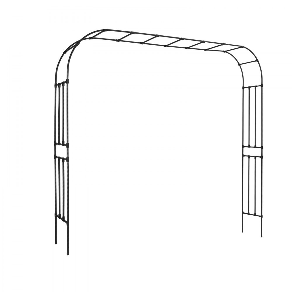 VEVOR Garden Arbor, 2.4 (H) x  3.2 (W) x 0.4 (D) m Metal Archway, Sturdy Outdoor Trellis Arch with Stakes, Easy to Assemble, Pergola Arbor for Plant Climbing Yard Lawn Wedding Party Decoration