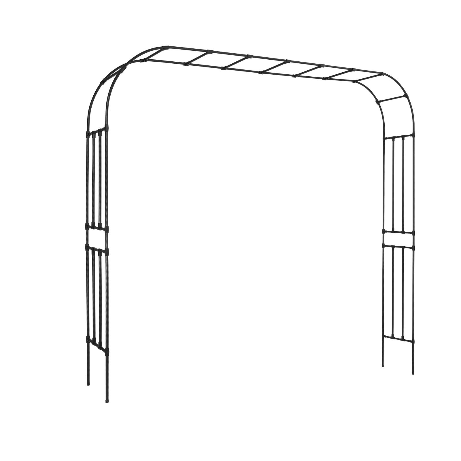 VEVOR Garden Arbor, 2.4 (H) x  3.2 (W) x 0.4 (D) m Metal Archway, Sturdy Outdoor Trellis Arch with Stakes, Easy to Assemble, Pergola Arbor for Plant Climbing Yard Lawn Wedding Party Decoration