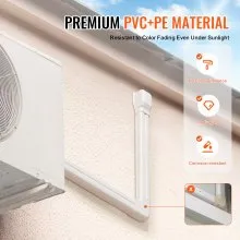 VEVOR Mini-Split-Line-Set-Abdeckung 76,2 mm B 3110 mm L, dekorative PVC-Rohrleitungsabdeckung für Klimaanlage mit 5 geraden Kanälen und vollständigen Komponenten, überstreichbar für Wärmepumpen, weiß