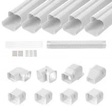 VEVOR Mini-Split-Line-Set-Abdeckung 76,2 mm B 3110 mm L, dekorative PVC-Rohrleitungsabdeckung für Klimaanlage mit 5 geraden Kanälen und vollständigen Komponenten, überstreichbar für Wärmepumpen, weiß