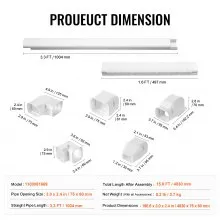 VEVOR Mini-Split-Line-Set-Abdeckung 76,2 mm B 4830 mm L, dekorative PVC-Rohrleitungsabdeckung für Klimaanlage mit 4 geraden Kanälen und vollständigen Komponenten, überstreichbar für Wärmepumpen, weiß