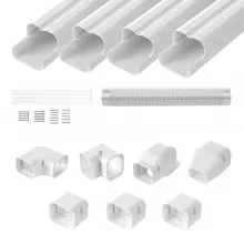 VEVOR Mini-Split-Line-Set-Abdeckung 76,2 mm B 4830 mm L, dekorative PVC-Rohrleitungsabdeckung für Klimaanlage mit 4 geraden Kanälen und vollständigen Komponenten, überstreichbar für Wärmepumpen, weiß