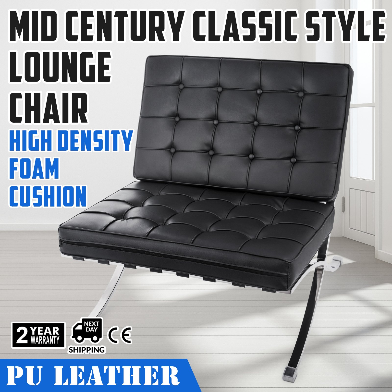 Retro Chair Barcelona Stil Lounge Chair Pu Leder Lounge Chair Für Wohnzimmer