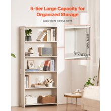 VEVOR Bücherregal mit 6 rechteckigen Fächern & höhenverstellbarem Regal, 1735 mm hohe Standregal Aufbewahrungsregal aus E1 Spanplatte, Ausstellungsregal für Wohnzimmer Schlafzimmer Büro Weiß