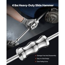 VEVOR Hochleistungs-Gleithammersatz für Vorderradantriebsachsenabzieher, Werkzeugsatz zum Abziehen der inneren Gleichlaufgelenkachse mit 5/8 Zoll 18 Gleithammer und 2 / 2,5 Zoll Gabeladapter