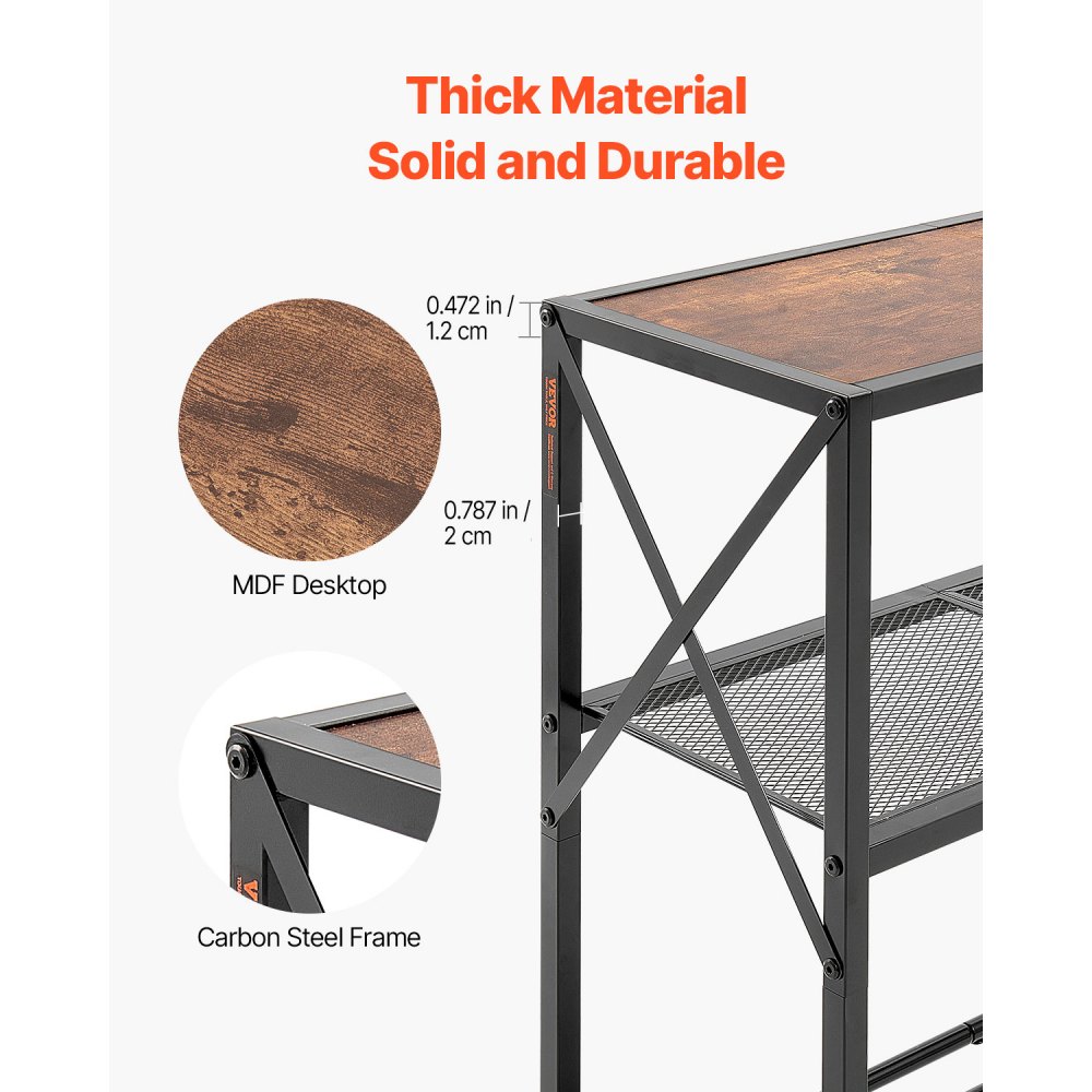 VEVOR narrow console table, entryway table (106 cm length / 45.3 kg load capacity), 3-tier hallway table, side table, sofa table with metal frame, for entryway, hallway, living room, bedroom