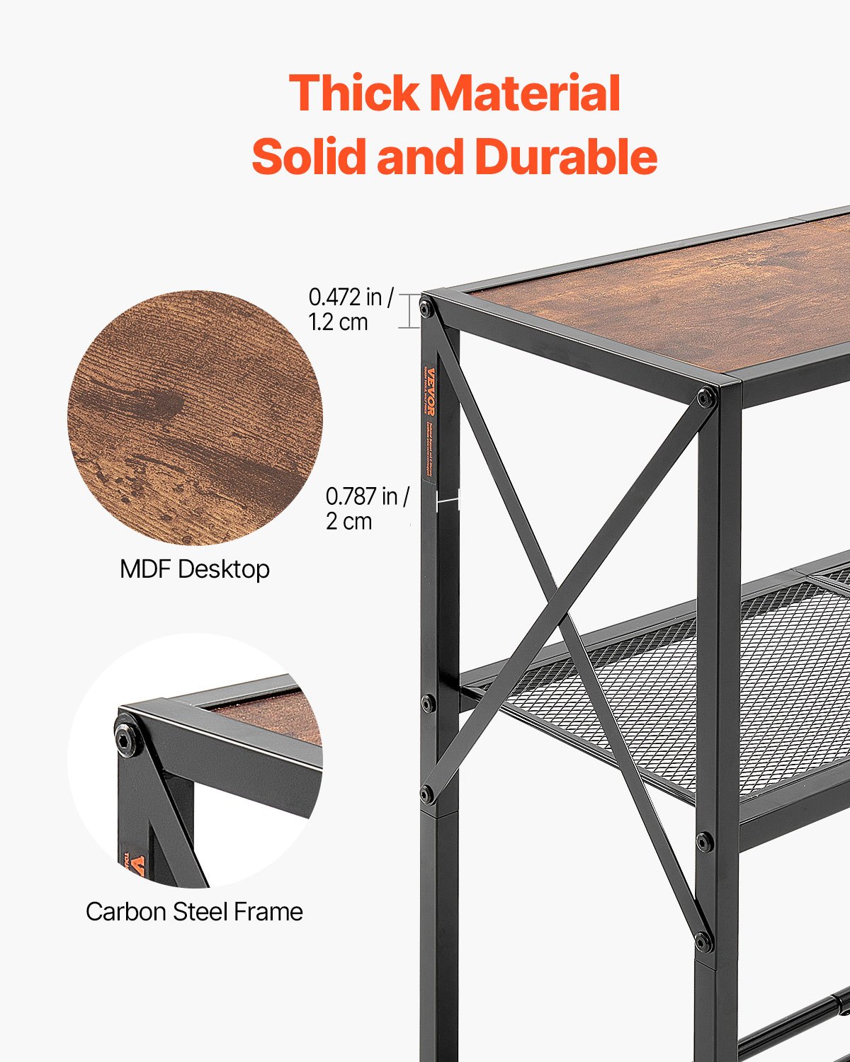 VEVOR narrow console table, entryway table (106 cm length / 45.3 kg load capacity), 3-tier hallway table, side table, sofa table with metal frame, for entryway, hallway, living room, bedroom