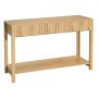 VEVOR Konsolentisch Beistelltisch mit Schubladen & Ablagefach, schmaler rechteckiger Eingangstisch aus MDF + Spanplatte für Flur Schlafzimmer Wohnzimmer Foyer, Flurtisch 120 x 30 x 80 cm Naturholz