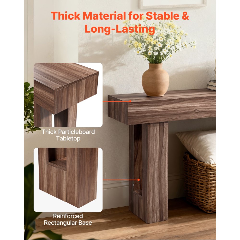 VEVOR 160 cm Console Table, Farmhouse Desk Behind the Couch, Wooden Rectangle Entrance Desk, Narrow Long Sofa Table Accent Stand for Hallway, Bedroom, Living Room, Foyer, Easy Assembly, Brown