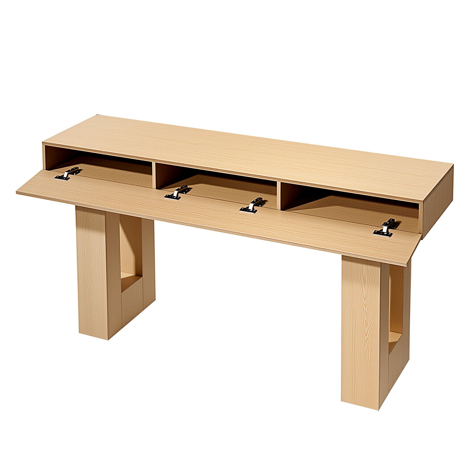 VEVOR Konsolentisch Sofatisch (160 x 35 x 85 cm / L x B x H), schmaler rechteckiger Eingangstisch aus Spanplatte für Flur Schlafzimmer Wohnzimmer Foyer, Flurtisch Beistelltisch Naturholz