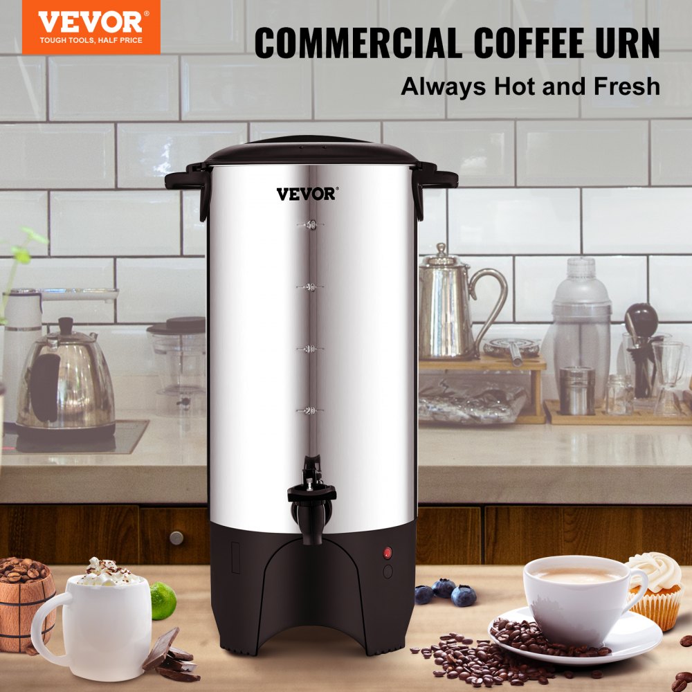 VEVOR Commercial Hot Beverage Dispenser Coffee Hot Water Dispenser 50 Cups, 1000 W Warming Container Hot Water Dispenser 7.4 L Warming Container Juice Bucket for Office, Parties, Cafe, Picnics etc.