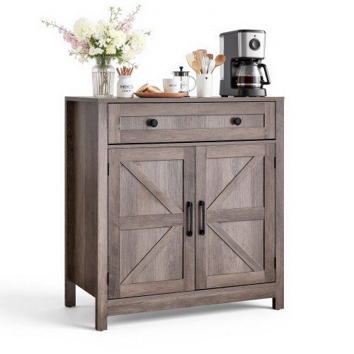 VEVOR Küchenschrank, Sideboard mit Schublade & 2 Scheunentüren, Buffetschrank für Wohnzimmer, Esszimmer Eingangsbereich, Flur, Küche, 75x37,5x80 cm,