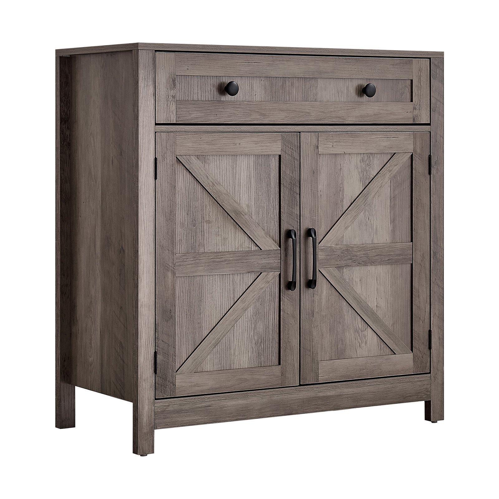 VEVOR Coffee Bar Cabinet, Farmhouse Coffee Bar Table with Drawer, Buffet Stand Cabinet with 2 Barn Doors, Sideboard Buffet Station for Living Room, Entryway, Kitchen, 75 x 37.5 x 80 cm, Grey