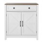 VEVOR Sideboard Küchenschrank mit Schubladen, Buffetschrank Landhaus-Stil für Wohnzimmer Eingangsbereich Küche, Aufbewahrungsschrank 75 x 37,5 x 80 cm Küchenbuffet Buffetschrank Weiß + Braun